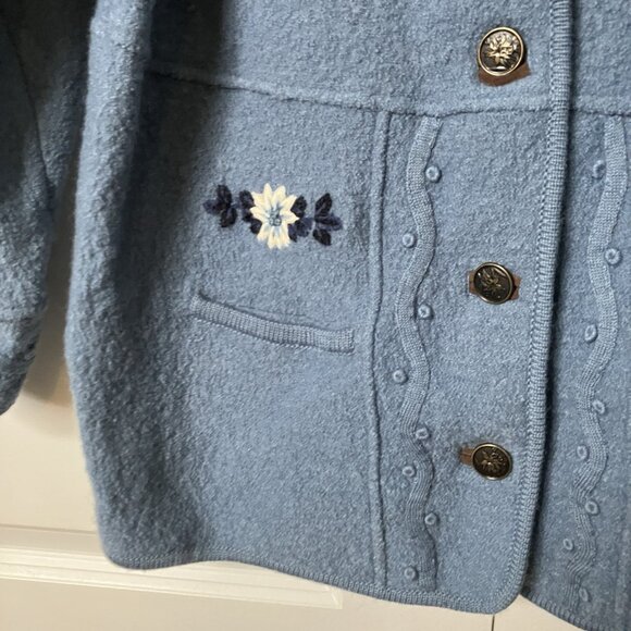 Vintage D'allairds Cardigan‎ Womens XL Boiled Wool Knit Granny Cottagecore - Picture 3 of 11